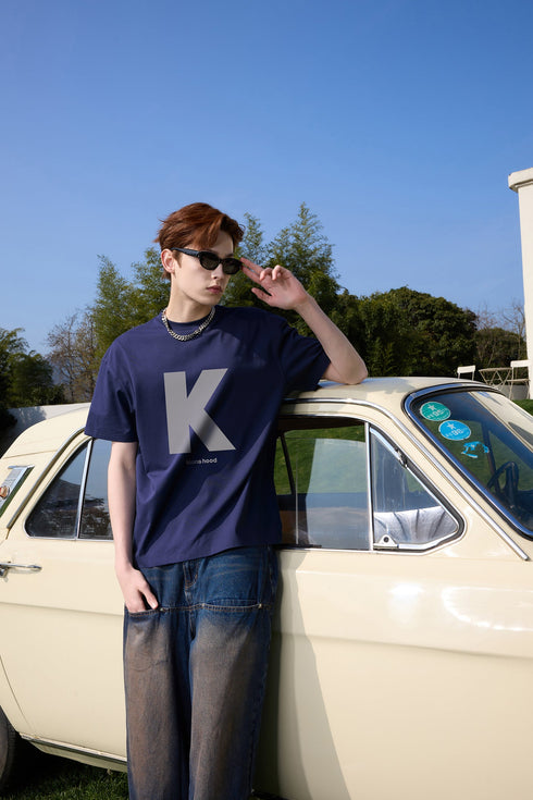 Simple Letter Flocking Cool All-Match Loose Short-Sleeved T-Shirt